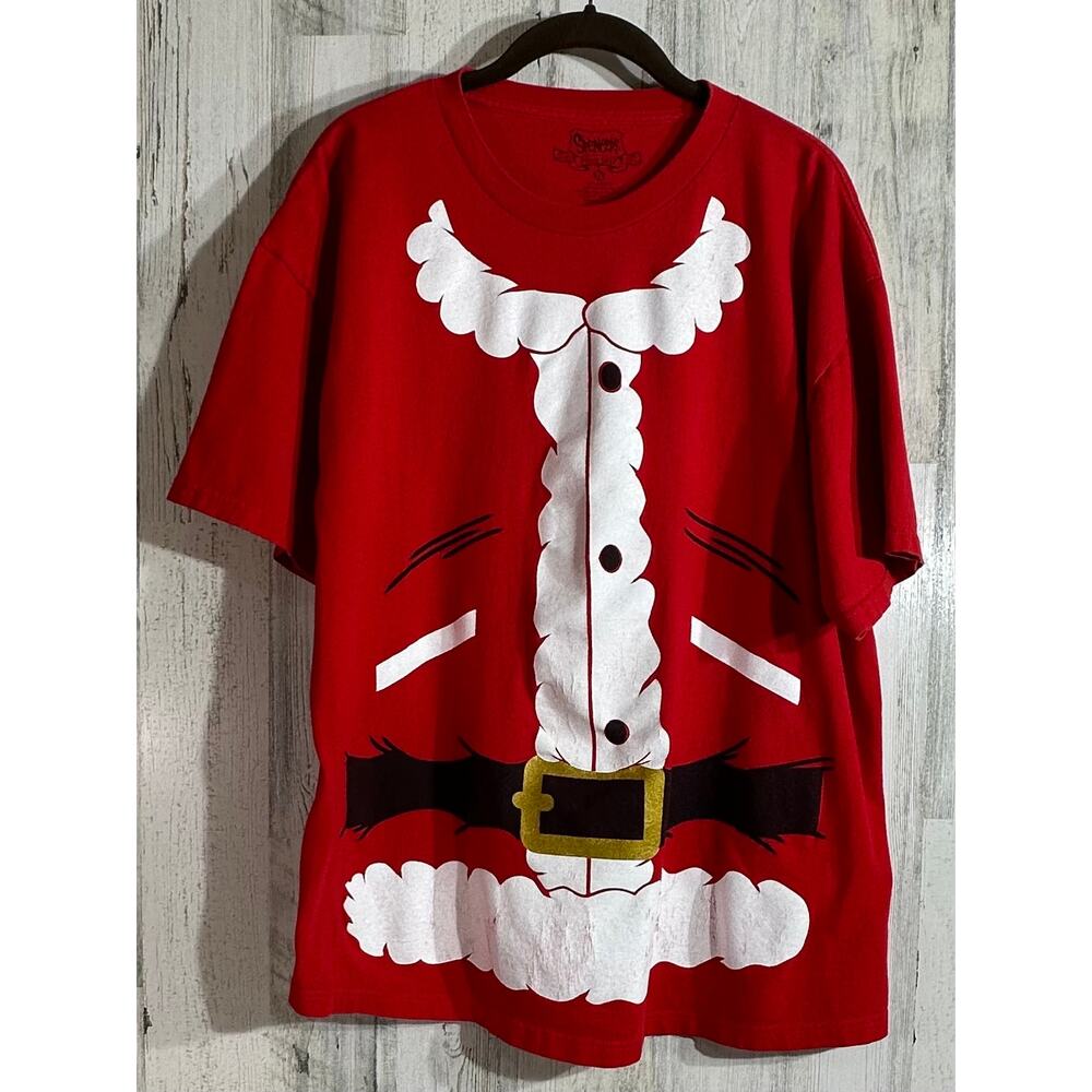 Spencers Faux Santa Claus Suit Tshirt Size Extra Large XL Red‎